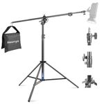 Heorryn 2-in-1 Aluminum Light Stand 400cm/13ft, Adjustable Photography Air Cushioned Tripod Stand with Boom Arm & 1/4" Screw for Softbox, Umbrella, Ring Light, Studio Monolight, Max Load 5kg