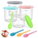 Nepfaivy Containers Replacement for Ninja Creami - 4 Pack Ice Cream Pints and Lids Compatible with Ninja NC300 NC301 Creamy Ice Cream Makers, BPA-Free & Dishwasher Safe, Color Lids