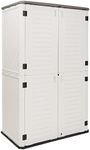 Horti Cubic Vertical Outdoor Storage Shed, Lockable Doors, and All-Weather Protection for Garden Tools, Kid’s Bikes, Pool Toys, Trash Cans, Heavy-Duty HDPE Plastic, 66 Cu. Ft (Cream White)