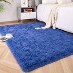 Foxmas Soft Fluffy Area Rugs for Bedroom Kids Room Plush Shaggy Nursery Rug Furry Throw Carpets for Boys Girls, College Dorm Fuzzy Rugs Living Room Home Decorate Rug, 3ft x 5ft, Light Navy