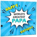 Papa Birthday Card - World's Greatest - Comic Book Pop Art Style Birthday Card for Papa