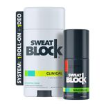 SweatBlock Antiperspirant Deodorant Max Clinical System for Men & Women. Treat Hyperhidrosis - Includes: (1) DRIBOOST [PM] Maximum Strength Antiperspirant Roll-on + (1) [AM] Clinical Deodorant