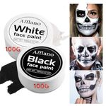 DE'LANCI Black & White Oil Face Body Paint Special Effects Makeup Kit, Large Capacity Professional Paint Palette Kit for Art Theater Halloween Party Cosplay Clown Sfx Makeup for Adults (200g/7.06oz)
