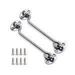 2Pcs Cabin Door Hook Eye Latch Lock Shed Gate Catch Silent Holder Stainless Steel 8"/200mm