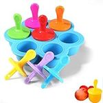 Eidyer 7 Cell Silicone Mini Ice Pops Mold,Ice Lolly Moulds for Children, Ice Lolly Mold Ice Cream Mould, Ice Cream Ball Lolly Maker Popsicle Mould Baby Children DIY Food Yogurt Icebox (Blue)