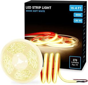 LUXRITE LED Strip Lights 16.4FT, 3000K Soft White, Ultra High Density, 8mm, 270 Lumens/FT, Cut to Length, 3W/FT, CRI 90, 24V Flexible Tape Light, UL Listed - Home and Remodel, Accent Lighting