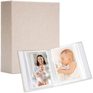 Hiwhy Linen 4x6 Photo Albums 2 Packs, Each Hardcover Small Insert Bookshelf Photo Albums for 100 Photos, Ideal for Kids Wedding Travel, Soft Pink