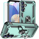 for Samsung A14 Phone Case, Samsung Galaxy A14 Phone Case with HD Screen Protector, Military Grade Protective Cases with Ring for Samsung Galaxy A14 (Midnight Green)