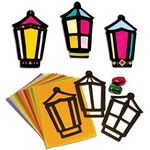 Springboard Stained Glass Silhouette Lanterns Activity Pack - Make Your Own Classroom Decorations - Arts and Crafts for Kids - Early Years Resources - 30-Pack - 24 x 16 cm - Assorted Colours