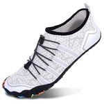 JOINFREE Womens Aqua Water Socks Sneakers Durable Quick Dry Outdoor Swimming Beach Shoes for Hiking Camping Climbing (White 43 EU,12.5 M US Women/10.5 M US Men)