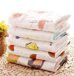 MOM CARE Muslin Cotton Face Towels For Newborn Baby Extra Soft Hankies Reusable Napkins For Infants Toddlers (Pack Of 5) White, 500 TC