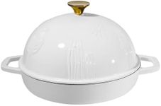 Flavehc Bread Oven Cast Iron Bread Dutch Oven with Cloche Lid for Bread Baking White Enameled Cast Iron Bread Oven with Dome Lid for Sourdough 2.6 qt