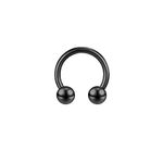 ZS Surgical Steel Horseshoe Circular Barbell, 00G 0G 2G 4G 6G 8G 12G 16G PA Rings, CBR Nose Septum Nipple Tragus Lip Ear Body Piercing Jewelry (Black,12G,14mm)