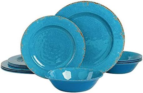 Gibson Studio 12 Piece Mauna Melamine Dinnerware, Blue