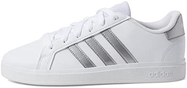 adidas Kids Grand Court 2.0 K White/Matte Silver/Matte Silver 5-