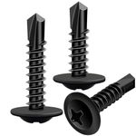 weideer 100pcs #8 Self Drilling Screws Self Tapping Tek Screws Assortment Kit Black Oxide Truss Head Sheet Metal Screws 410 Stainless Steel (1/2" 50pcs+3/4" 50pcs) K-055-100P