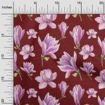 oneOone Cotton Flex Dark Red Fabric Dot & Floral Artistic Craft Projects Decor Fabric Printed by The Yard 40 Inch Wide