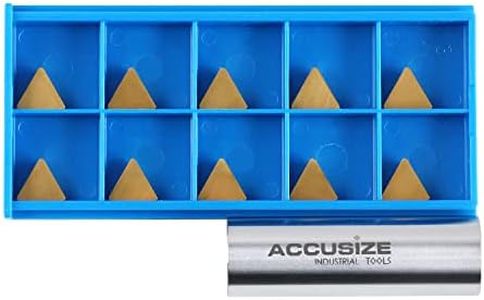 Accusize Industrial Tools TPG22 Wiper Carbide Inserts, TiN Coated, T-Shape, 10 Pcs/Box, 2127-1025x10