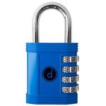 Padlock 4 Digit Combination Lock - for Gym School Locker, Outdoor Gate, Shed, Fence, and Storage - Weatherproof Metal - Keyless, Easy to Set, Resettable - Blue