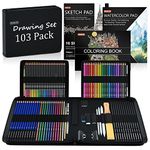 Shuttle Art Drawing Kit, 103 Pack Drawing Pencils Set, Sketching and Drawing Art Set with Colored Pencils, Sketch and Graphite Pencils in Portable Case, Drawing Supplies for Kids, Adults and Artists