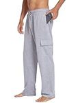 Deyeek Men's Cargo Sweatpants Open Bottom Sweat Pants for Men Lightweight Sweatpants with Pockets Lounge Sweatpants Joggers Dark Grey