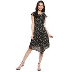 Latin Quarters Women's Knee-Length A-Line Dress (LQD9341_BLACK_Black 1_L)