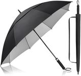 Kalolary 68 Inch UPF 50+ UV Protection Golf Umbrella, Large Oversize Automatic Open Double Canopy Vented Windproof Stick Umbrella, Extra Large Umbrella for Adult and Family(Black)