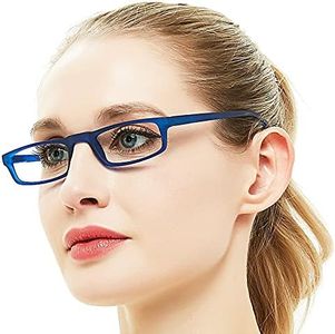 OCCI CHIARI Womens Rectangular Reading Glasses TR90 Thin Lightweight Reader (Blue,2.25)