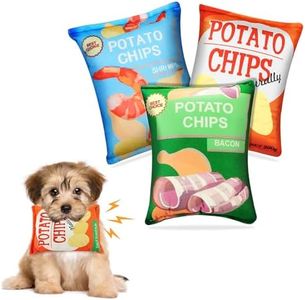 Pawaboo Squeaky Dog Toys, Soft Plush Squeaker Dog Toy Cute Interactive Dog Toys for Small, Medium, and Large Dogs Stress Relief Chip Bag Indoor Dog Toy Funny Gifts for Pet, 3 Pack