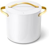 Caraway Stock Pot - 12 Qt Ceramic Coated Pot With Lid - Fee From Forever Chemicals - Large Pot for Bigger Batches - White