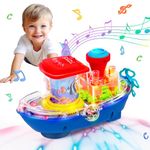 SWTOIPIG Baby Toys Transparent ship Toy With Light and Music, Electric Mechanical Gear Toy for Boys Girls Toddler Gifts for Old