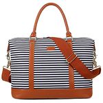 BAOSHA HB-28 Ladies Women Canvas Travel Weekender Bag Overnight Carry-on Duffel Tote Bag (Blue) 16 x 12 x 8 inch, Blue, 16 x 12 x 8 inch, Modern/Fitted