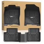 3W Floor Mats Fit for Honda Civic 2016-2021 1st & 2nd Row Set, All Weather TPE Car Liners for Honda Civic, Black