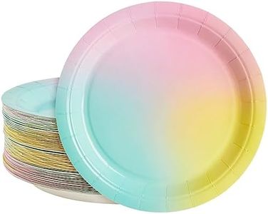 BLUE PANDA Rainbow Party Supplies, Pastel Paper Plates (9 in., 80 Pack)