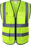 XIAKE Reflective Safety Vest for Men & Women High Visibility Class 2 Vest with Pockets Meets ANSI Standards, Yellow Mesh - B525, Large