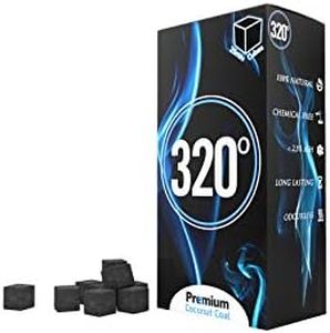 320° 4kg Carbone Naturale di Noce di Cocco (25mm Cubes) per Barbecue e Narghilè, Shisha, 4 kg