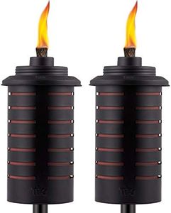 TIKI Brand Easy Install 65 Inch TIKI Torch, Outdoor Decorative Lighting for Lawn Patio Backyard, Metal Black and Orange, 2 - Pack, 1120130