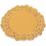 Amkoskr 100 Pcs 12 Inch Round Lace Gold Paper Doilies Gold Foil Paper Placemats Doily Paper Pad for Cakes Crafts Party Weddings Tableware Décor