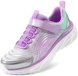 DREAM PAIRS Girls Shoes Sneakers Kids Tennis Shoes Sparkle ColorBurst Lightweight Running Casual Walking Shoes,Size 3 Little Kid,Purple/Silver/Blue,SDRS2405K