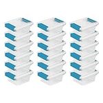 Sterilite Mini Clip Box, Stackable Small Storage Bin with Latching Lid, Plastic Container to Organize Office, Crafts, Clear Base and Lid, 18-Pack