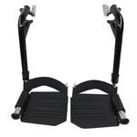 Wheelchair Footrests，Wheelchair Swingaway Legrest Footplates & Heel Loops，Wheelchair Replace Parts，for Standard wheelchairs（1Pair，Black