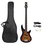 Bonnlo Electric Bass Guitar 4-String for Beginner Right Hand with Shoulder Strap, Wrench Tool, Power Line and Bag (Sunset)