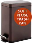 Homie Soft Close, Slim Trash Can 3.2 Gallon with Anti - Bag Slip Liner and Lid, Use as Mini Garbage Basket, Slim Dust Bin, or Decor in Bathroom, Restroom, Kitchen, or Bedroom (Bronze)