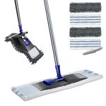 MASTERTOP Microfiber Mop, Flat Mop with Adjustable Long Handle, Floor Wet Dry Mop for Hardwood Laminate Vinyl Tile Floor Cleaning - Send 4 Reusable Refill Pads