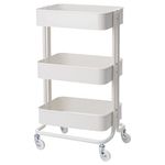 Ikea Alloy Steel Raskog Utility Cart White 13 3/4X17 3/4X30 3/4 203.829.32