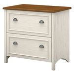 Bush Furniture WC53284-03 Stanford 2 Drawer Lateral File Cabinet in Antique White and Tea Maple
