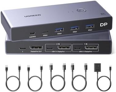 UGREEN 8K@60Hz Displayport KVM Switch, DP 1.4 KVM Switcher Support 4K@240Hz, 4 Port USB Switcher for 2 Computers Share Keyboard, Mouse, Hard Drive, Printer and 1 Monitor