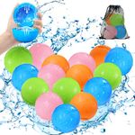 Reusable Water Balloons,Outdoor Toys,Pool Toys Beach Toys, Summer Water Toys, Silicone Water Balls with Mesh Bag, Quick Self-Sealing for for Kids Adults (16PCS)