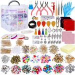 Qpout Jewelry Making Kit, Jewelry Making Supplies, Variety Jewelry Making Findings Charm Beads, Pliers Beading Wire for Bracelet, Necklace, Earrings Making Tool, Great Gift for Girls Women Beginners