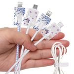4+2Pcs Hoedia Cable Protector for iPhone Charger, Cord Protector for Phone Charger, Hard Silicone Cable Saver, Mouse Cable Protector, Cute Charger Protector with Cord Wrap and Clip